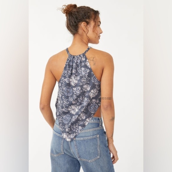 Free People We The Free Blue/White/Pink Floral Daisy Cotton Tank Top Size Medium - Picture 2 of 10